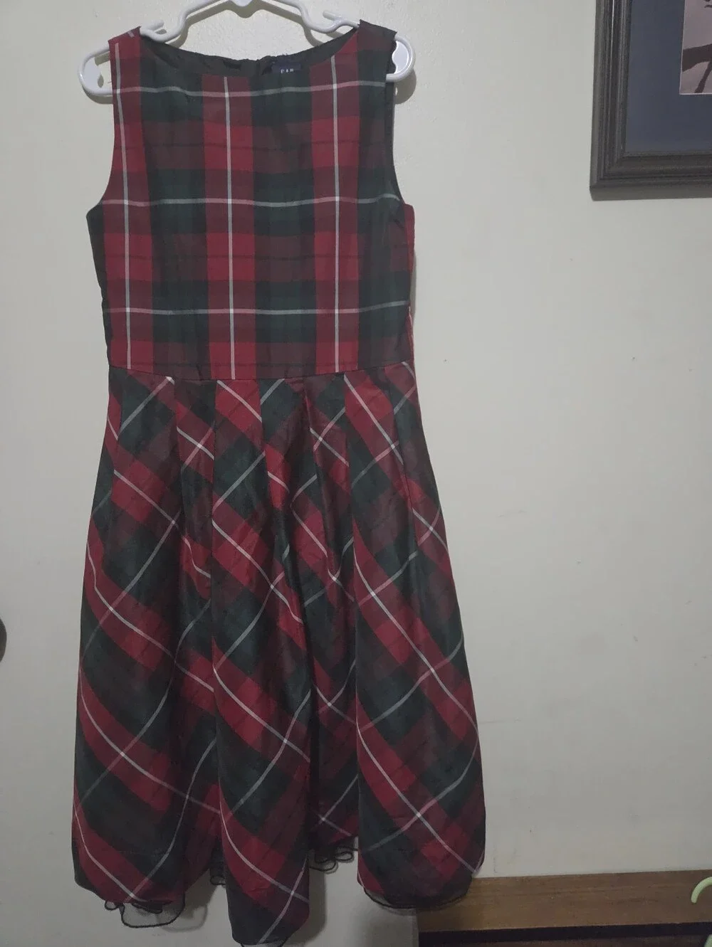 GAP Red and Green Plaid Fit-and-Flare Holiday Dress